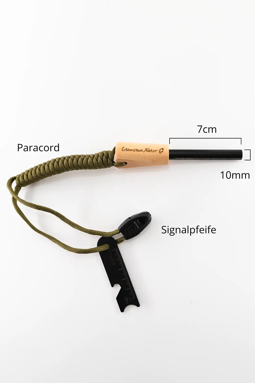 Feuerstahl mit Paracord und Pfeife